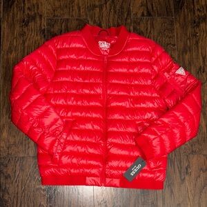 Guess Red Puffer Jacket Lightweight Quilted Design